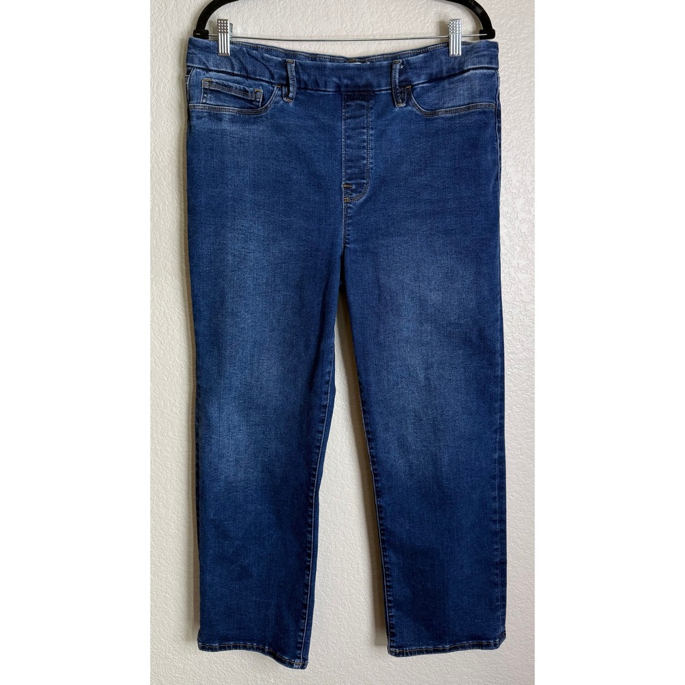 Good‎ American Womens XL Blue Jeans Pull On Straight Leg High Rise Stretch